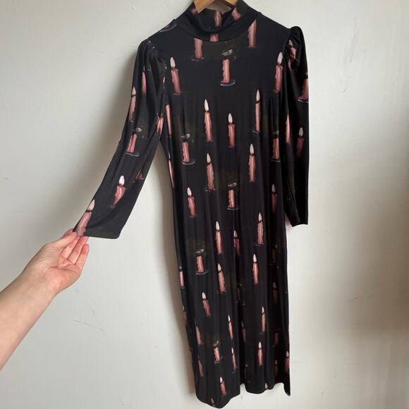 SAMANTHA PLEET DEMETER Candle Print Mock-neck Midi Dress - Picture 2 of 9
